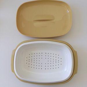 Vintage Tupperware Multi Server Steamer Bowl Set Harvest Gold